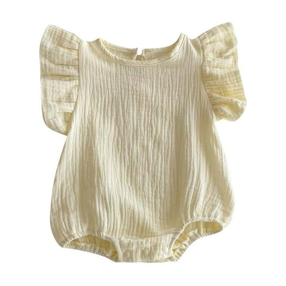 vdgthytj Newborn Infant Baby Girl Clothes Summer Bubble Romper Crewneck Ruffle Sleeve Cute Bodysuit One-Piece Jumpsuit