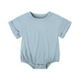 thumbnail image 1 of vdgthytj Newborn Infant Baby Romper Bodysuit Crewneck Short Sleeve Bodysuit Solid Color One-Piece Outfit Summer Clothes, 1 of 8