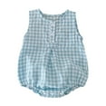thumbnail image 1 of vdgthytj Newborn Infant Bubble Romper Baby Summer Clothes Plaid Sleeveless Crewneck Button Bodysuit One-Piece Jumpsuit, 1 of 2