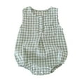 thumbnail image 1 of vdgthytj Newborn Infant Bubble Romper Baby Summer Clothes Plaid Sleeveless Crewneck Button Bodysuit One-Piece Jumpsuit, 1 of 2