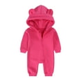 thumbnail image 1 of vdgthytj Newborn Infant Outfits Cute Long Sleeve Fleece Zipper Hooded Romper Jumpsuit Baby Fall Winter Clothes, 1 of 8