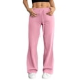 thumbnail image 1 of vdgthytj Pants for Women Elastic High Waist Drawstring Straight Leg Loose Running Yoga Gym Workout Pants, 1 of 6