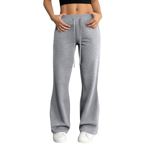 vdgthytj Pants for Women Elastic High Waist Drawstring Straight Leg Loose Running Yoga Gym Workout Pants