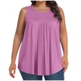 thumbnail image 1 of vdgthytj Plus Size Tank Tops for Women Round Neck Sleeveless Tee Shirts Casual Pleated Loose Summer Blouses, 1 of 6