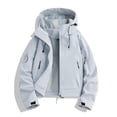 thumbnail image 1 of vdgthytj Rain Jacket Women Full Zip Drawstring Windproof Hooded Jackets Fall Winter Waterproof Hiking Travel Outdoor Cropped Outerwear with Pockets(Large,Blue), 1 of 4