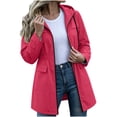 thumbnail image 1 of vdgthytj Rain Jacket Women Long Sleeve Full Zip Waterproof Elastic Waist Hooded Jackets Fall Outdoor Hiking Travel Outerwear with Pockets(Medium,Pink), 1 of 8