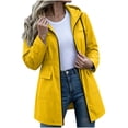 thumbnail image 1 of vdgthytj Rain Jacket Women Long Sleeve Full Zip Waterproof Elastic Waist Hooded Jackets Fall Outdoor Hiking Travel Outerwear with Pockets(X-Large,Yellow), 1 of 8