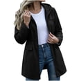 thumbnail image 1 of vdgthytj Rain Jacket Women Long Sleeve Full Zip Waterproof Elastic Waist Hooded Jackets Fall Outdoor Hiking Travel Outerwear with Pockets(XX-Large,Black), 1 of 8