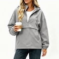 thumbnail image 1 of vdgthytj Rain Jacket Womens Half Zip Long Sleeve Hooded Drawstring Bottom Waterproof Hiking Outdoor Pullover Outerwear(Small,Gray), 1 of 7