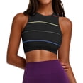 thumbnail image 1 of vdgthytj Sports Bra for Women Wireless Crewneck Striped Ribbed Underwear Support Push-Up Gym Workout Racerback Bras(Medium,Black), 1 of 6