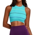 thumbnail image 1 of vdgthytj Sports Bra for Women Wireless Crewneck Striped Ribbed Underwear Support Push-Up Gym Workout Racerback Bras(Medium,Green), 1 of 6