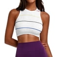 thumbnail image 1 of vdgthytj Sports Bra for Women Wireless Crewneck Striped Ribbed Underwear Support Push-Up Gym Workout Racerback Bras(Medium,White), 1 of 6