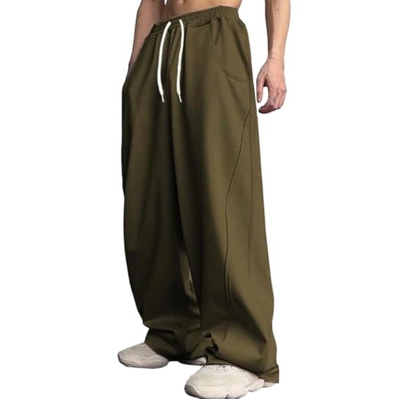 vdgthytj Sweatpants for Men Drawstring Elastic Waist Baggy Comfy Wide Leg Fashion Fall Athleiusre Pants with Pockets(Small,Army Green)