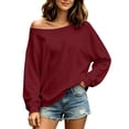 thumbnail image 1 of vdgthytj Sweatshirts Women Long Sleeve One Shoulder Oversized Solid Fashion Fall Casual Athletic Pullover Tops(X-Large,Wine), 1 of 8