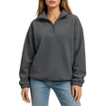 thumbnail image 1 of vdgthytj Sweatshirts for Women Long Sleeve Quarter Zip Lapel Collar Fleece Loose Fitted Fall Winter Warm Casual Pullover Tops(Medium,Gray), 1 of 7
