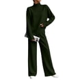 thumbnail image 1 of vdgthytj Sweatsuits Women 2 Piece Outfit Turtleneck Long Sleeve Pullover Tops Drawstring Wide Leg Pants Fall Athleisure Sets(Small,Green), 1 of 7