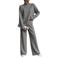 thumbnail image 1 of vdgthytj Sweatsuits Women 2 Piece Outfit Turtleneck Long Sleeve Pullover Tops Drawstring Wide Leg Pants Fall Athleisure Sets(X-Large,Gray), 1 of 7