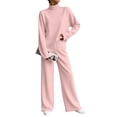 thumbnail image 1 of vdgthytj Sweatsuits Women 2 Piece Outfit Turtleneck Long Sleeve Pullover Tops Drawstring Wide Leg Pants Fall Athleisure Sets(X-Large,Pink), 1 of 7