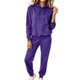 thumbnail image 1 of vdgthytj Sweatsuits Women 2 Piece Outfits Long Sleeve Drawstring Hooded Tops Jogger Pants Fall Winter Casual Athletic Tracksuits(X-Small,Purple), 1 of 7