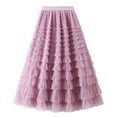 thumbnail image 1 of vdgthytj Tiered Layered Tulle A-Line Skirts for Women Trendy Summer Elastic Waisted Pleated Irregular Ruffle Party Midi Skirts, 1 of 6