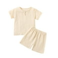 thumbnail image 1 of vdgthytj Toddler Baby Boy Girl Summer Clothes Kids Crewneck Short Sleeve Top Shirt and Shorts 2PCS Matching Outfit, 1 of 3