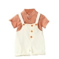 thumbnail image 1 of vdgthytj Toddler Baby Boy Summer Clothes Kids Plaid Short Sleeve Button down Shirts and Overalls 2pc Set, 1 of 1