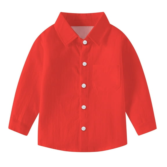 vdgthytj Toddler Baby Boys Girls Button down Shirts Kids Collared Long Sleeve Uniform Dress Shirt Tops Spring Fall Clothes