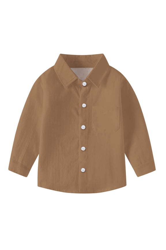 Toddler Baby Boys Girls Button down Shirts Kids Collared Long Sleeve Uniform Dress Shirt Tops Spring Fall Clothes