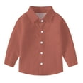 thumbnail image 1 of vdgthytj Toddler Baby Boys Girls Button down Shirts Kids Collared Long Sleeve Uniform Dress Shirt Tops Spring Fall Clothes, 1 of 6
