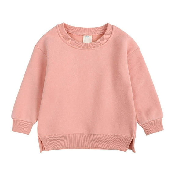 vdgthytj Toddler Baby Boys Girls Sweatshirt Crewneck Solid Color Long Sleeve Pullover Tops Casual Fall Spring Clothes