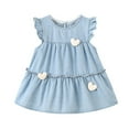 thumbnail image 1 of vdgthytj Toddler Baby Girl Denim Dress Cute Summer Ruffle Sleeve Crewneck Sundress Casual Beach Party Outfits, 1 of 9
