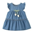 thumbnail image 1 of vdgthytj Toddler Baby Girl Denim Dress Cute Summer Ruffle Sleeve Crewneck Sundress Casual Beach Party Outfits, 1 of 9
