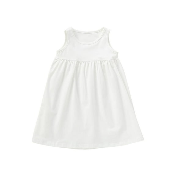 vdgthytj Toddler Baby Girl Dress Summer Outfits Crewneck Sleeveless Pleated Casual A-Line Beach Party Sundress