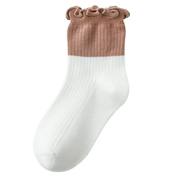 vdgthytj Toddler Baby Girl Sock Frilly Ruffle Socks Color Block Soft Breathable Cotton Crew Socks 0-12 Years