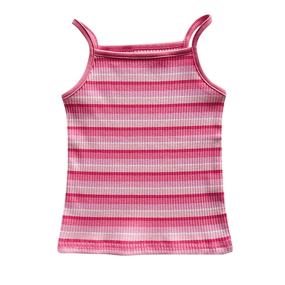 vdgthytj Toddler Baby Girl's Cami Top Striped Spaghetti Strap Camisole Summer Casual Clothes for Kids