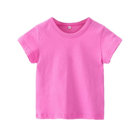 vdgthytj Toddler Baby Girls Boys Summer Cotton Shirts Kids Crewneck Short Sleeve Solid Color Basic Tee Tops