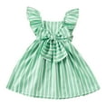 thumbnail image 1 of vdgthytj Toddler Baby Girls Dress Cute Striped Ruffle Sleeveless Bowknot Summer Birthday Party Dress 1-6 Years, 1 of 8