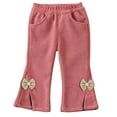 thumbnail image 1 of vdgthytj Toddler Baby Girls Flare Corduroy Pants Cute Flower Bow Fleece Lined Warm Winter Bell Bottom Trousers, 1 of 9