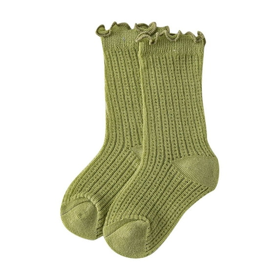 vdgthytj Toddler Baby Girls Ruffle Socks Newborn Infant Knit Cotton Solid Color Frilly Crew Socks