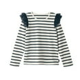 thumbnail image 1 of vdgthytj Toddler Baby Girls Striped Long Sleeve T-Shirt Kids Ruffle Crewneck Cotton Basic Layering Tee Tops, 1 of 3