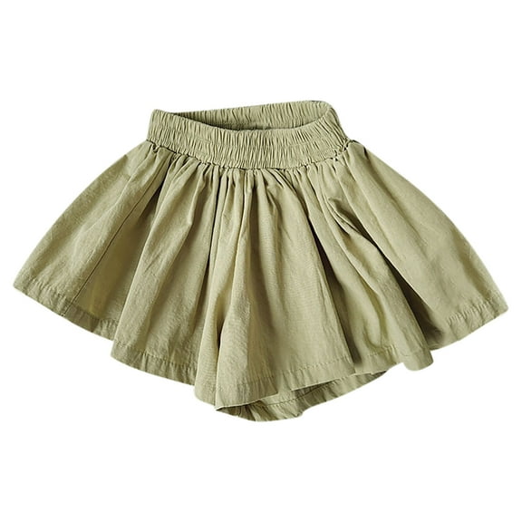 vdgthytj Toddler Baby Girls Summer Cotton Linen Shorts Kids Casual Loose Pleated Elastic Waisted Skirt Shorts