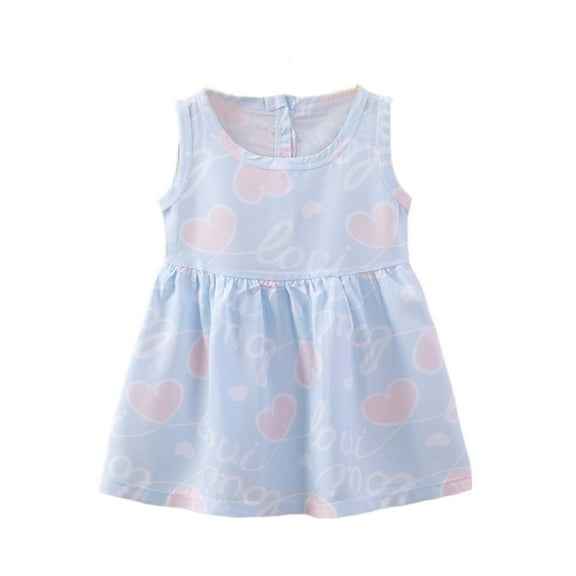 vdgthytj Toddler Baby Girls Summer Dress 2025 Cute Printed Crew Neck Sleeveless Casual A-Line Sundress