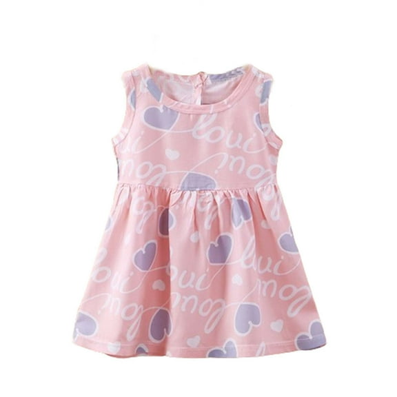 vdgthytj Toddler Baby Girls Summer Dress 2025 Cute Printed Crew Neck Sleeveless Casual A-Line Sundress