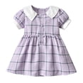 thumbnail image 1 of vdgthytj Toddler Baby Girls Summer Dresses Cute Plaid Lapel Button Short Sleeve A-Line Princess Party Sundress 1-6 Years, 1 of 3