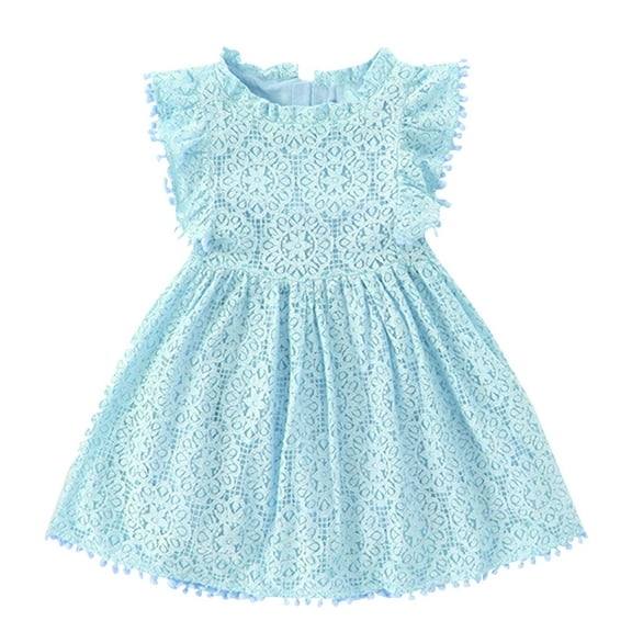 vdgthytj Toddler Baby Girls Summer Dresses Floral Lace Ruffle Fly Sleeve Sundress Party Birthday Princess Dress for Kids