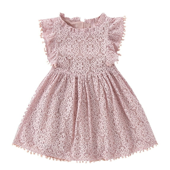 vdgthytj Toddler Baby Girls Summer Dresses Floral Lace Ruffle Fly Sleeve Sundress Party Birthday Princess Dress for Kids
