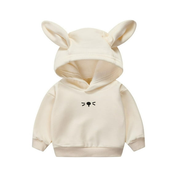 vdgthytj Toddler Baby Hooded Sweatshirt with Ear Kids Cute Long Sleeve Hoodies Boy Girl Fall Winter Clothes 1-5 Years