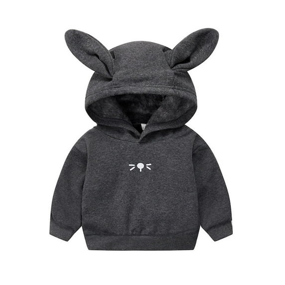 vdgthytj Toddler Baby Hooded Sweatshirt with Ear Kids Cute Long Sleeve Hoodies Boy Girl Fall Winter Clothes 1-5 Years