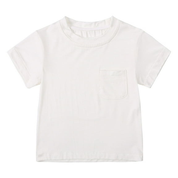 vdgthytj Toddler Baby Summer T-Shirt Boy Girl Round Neck Short Sleeve Solid Color Basic Tee Tops Homewear