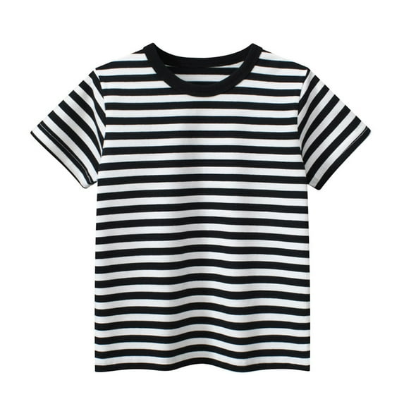 vdgthytj Toddler Boy Girl T-Shirts Stripes Crewneck Short Sleeve Basic Tops Summer Casual Tees for Kids 2-12 Years